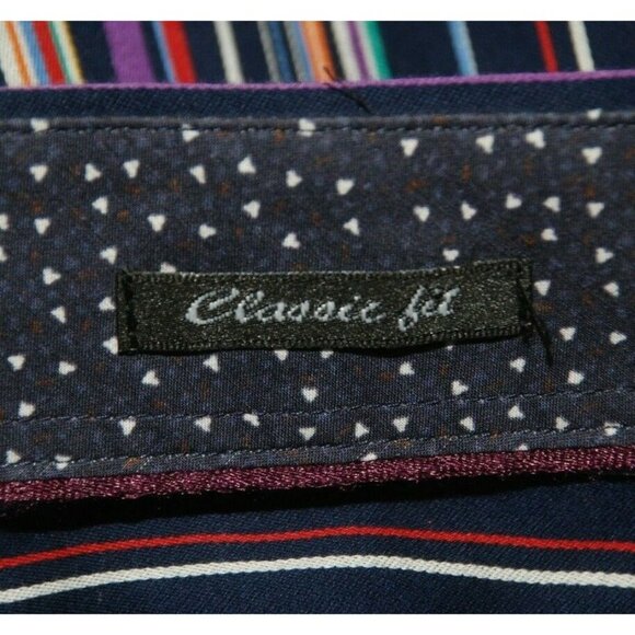 Mens BUGATCHI UOMO L Colorful Striped Contrast Cuff Dress Shirt Classic Cotton - Picture 9 of 10